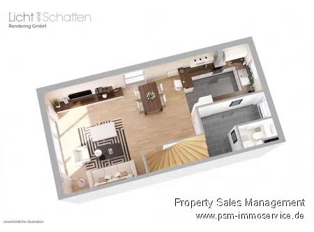 3D-Grundriss-Reihenhaus -EG