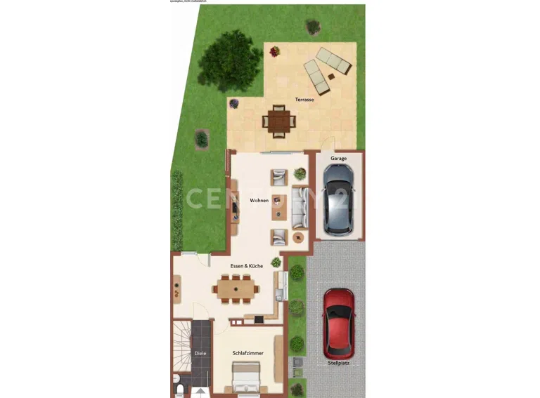 Alternativ-Grundriss Erdgeschoss mit Schlafzimmer