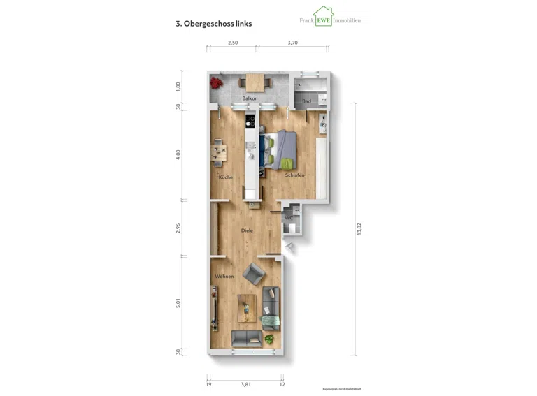 Grundriss 3. OG immoG low, 2-Zimmer-Wohnung mit Balkon zum Kauf in Düsseldorf Derendorf, FRank Ewe Immobilienmakler Düsseldorf Hassels (2)