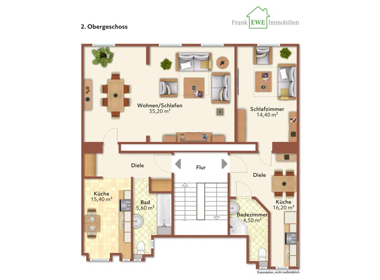 Grundriss 2. OG immoG low, 3-Zimmer-Wohnung mit Garten zum Kauf in Düsseldorf Eller, Frank Ewe Immobilienmakler Düsseldorf Hassels