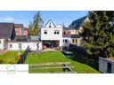 Garten und Rückansicht, Luftaufnahme, Zweifamilienhaus zum Kauf in Düsseldorf Hassels, Frannk Ewe Immobilienmakler Düsseldorf Hassels