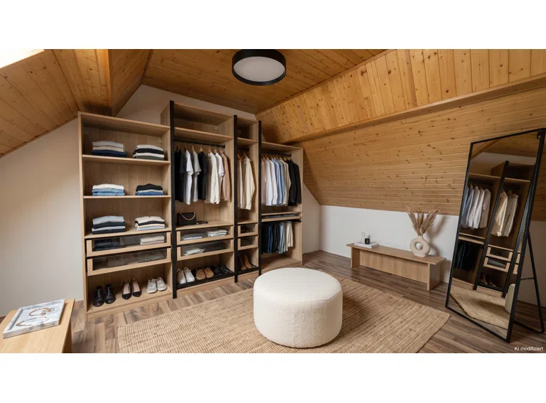 Zimmer im Dachboden mit KI gestaged