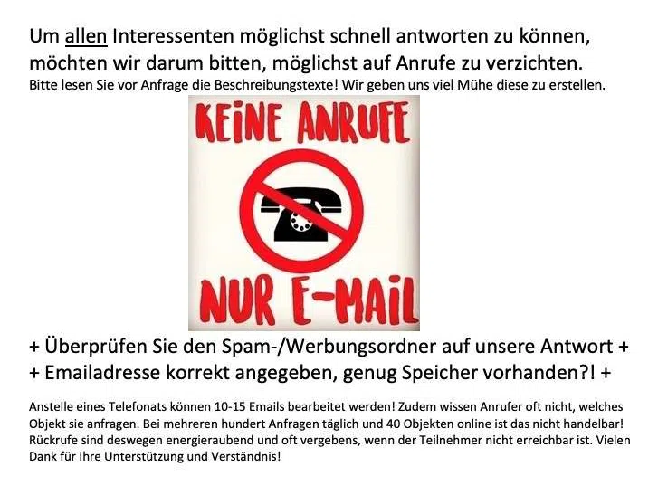 Keine Anrufe, nur Email