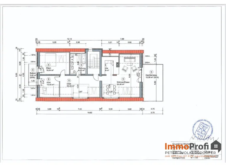 Grundriss Wohnung 5 bemaßt