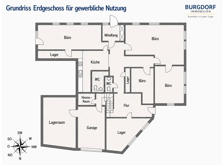 Grundriss EG für gewerbliche Nutzung