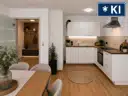 Blick zur Küche und Tür und Flur