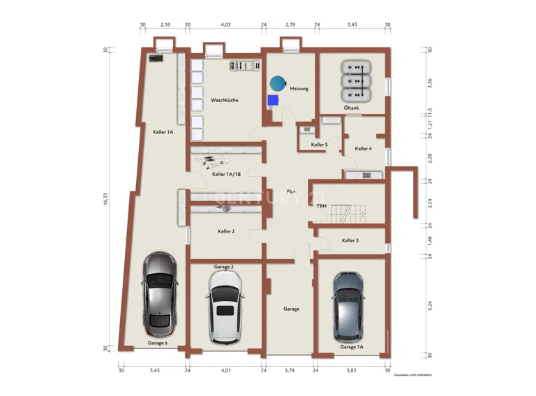 Grundriss Keller und Garagen