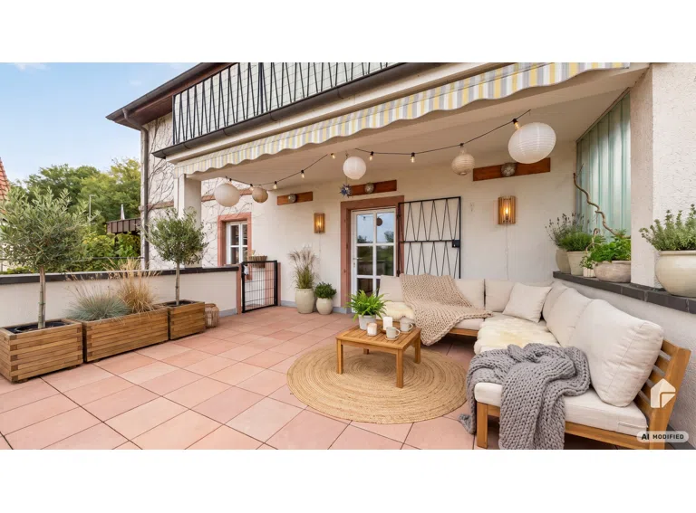Dachterrasse über Doppelgarage KI gestaged