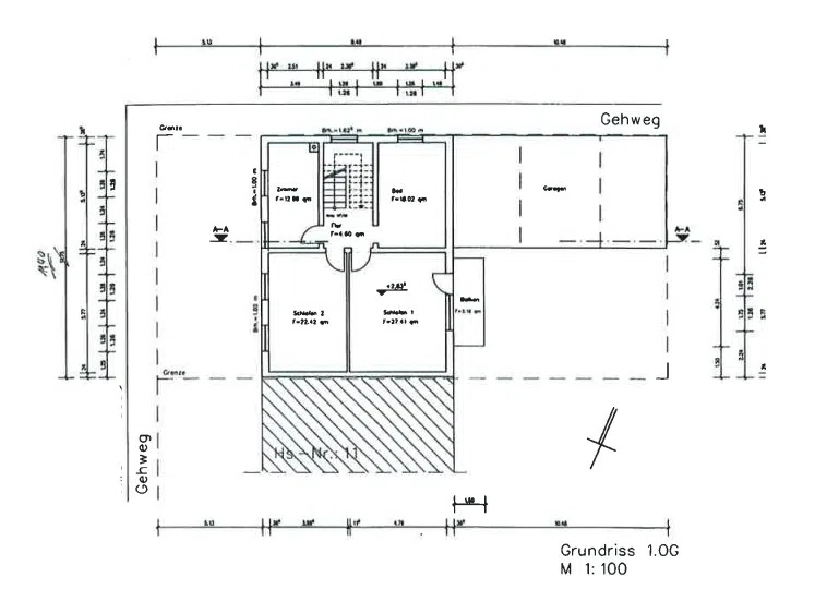 Grundriss 1.OG, Hirschstraße 9 KL
