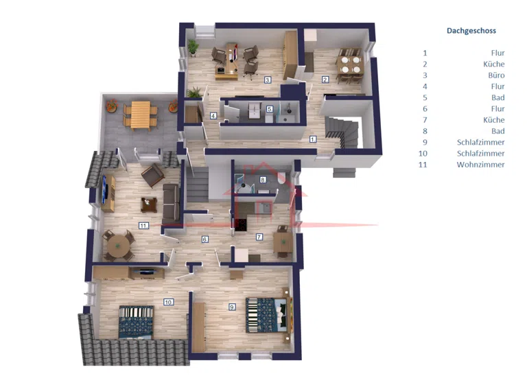3D-Grundrissvisualisierung – Dachgeschoss