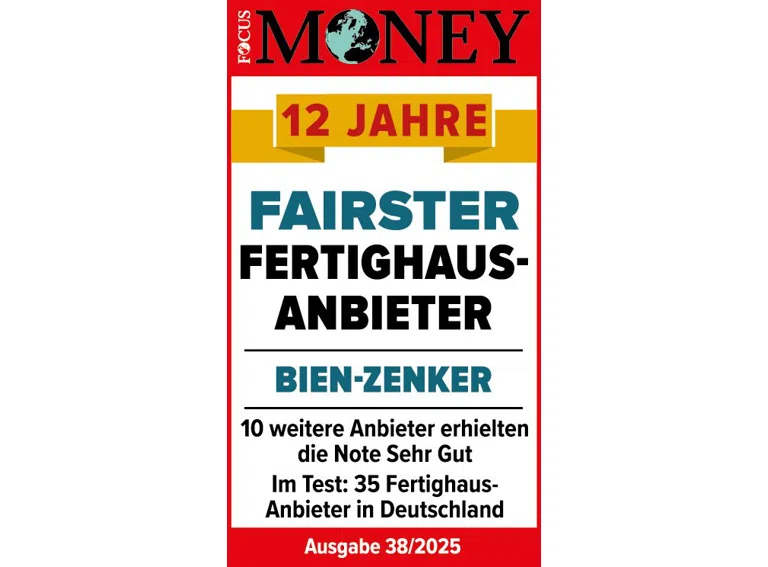 Siegel FOMO Fertighausanbieter-Jubiläum 2025 BIEN-ZENKER