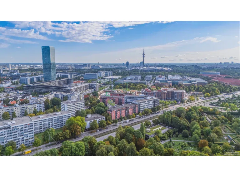 München-Moosach aus der Vogelperspektive