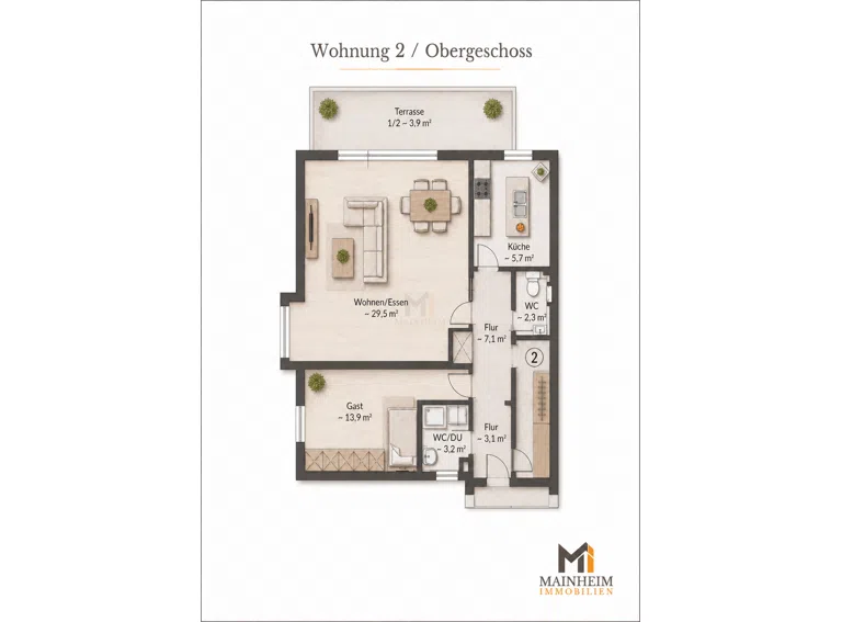 Grundriss Wohnung 2 OG