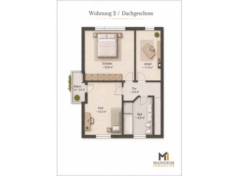 Grundriss Wohnung 2 DG