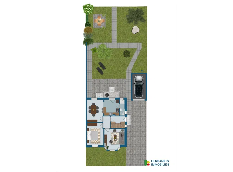 Grundriss Skizze EG mit Außenbereich