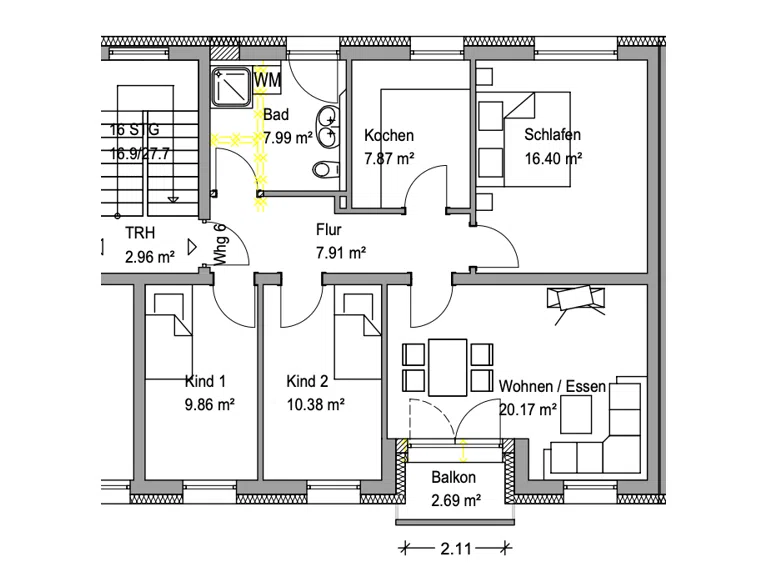 Grundriss WHG 6, Haus 3