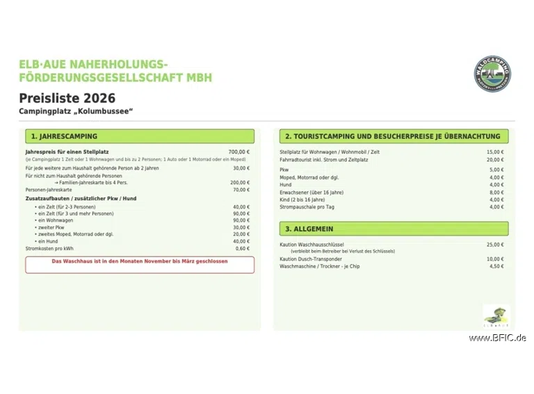 Preisliste 2026