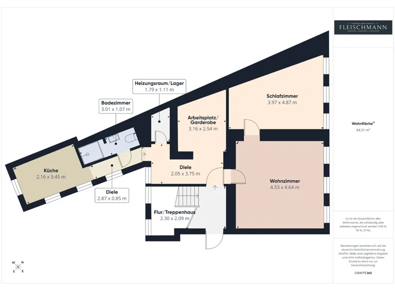 Grundriss - 2 Zimmer - ca. 64 m²