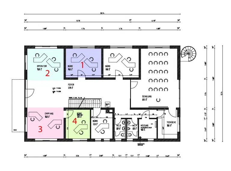 Grundriss EG (Bereiche 1 bis 4)