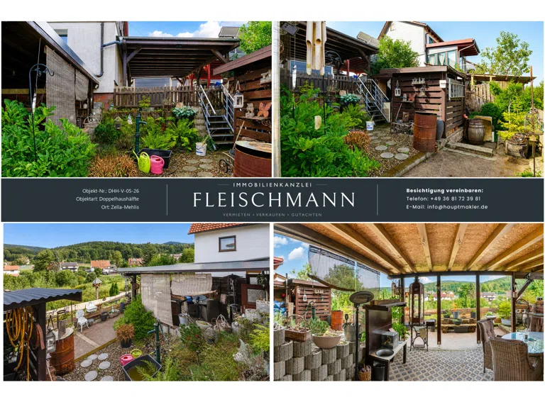 Überdachte Terrasse und Garten