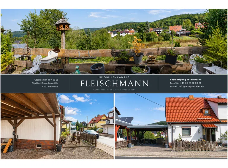 Hausansicht, Carport und Ausblick